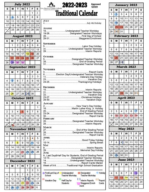 Nhcs Calendar 2022 23